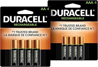 DURACELL Rechargeable AA + AAA Batteries, 4 Count Pack Each, 8 Count Total, Double and Triple A Batteries for Long-lasting Power, All-Purpose Pre-Charged Battery