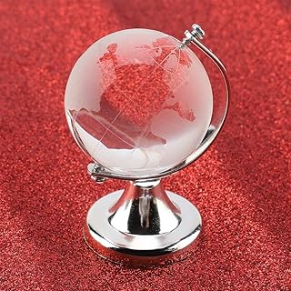 Jiawu Crystal Quartz Sphere Globe Ideal Home Decor for Office and Gift, Clear Glass 4" (Silver)