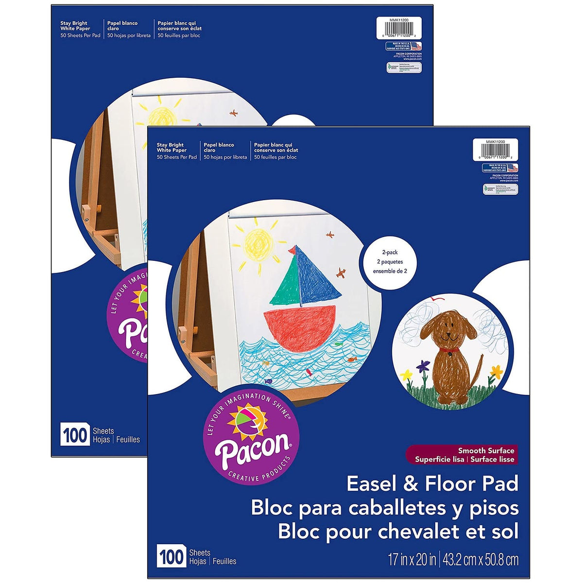® Easel Pad by Pacon – 17-inch x 20-inch, Paper, white, Pack of 2, Model PACMMK11200-2