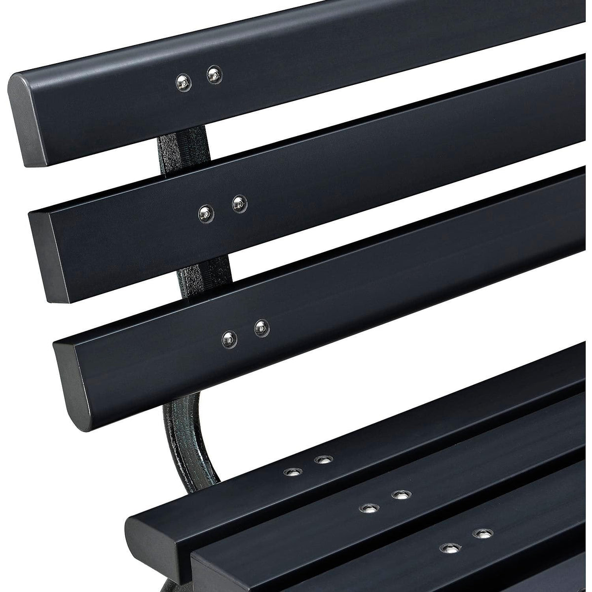 6'L Outdoor Park Bench with Backrest by Global Industrial – Iron, Black, Model 240126BK
