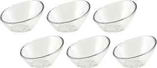 10 Strawberry Street Hammered Glass 3.75" Angled Bowl, Set of 6, Clear Glass