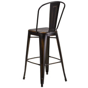 Commercial 30 in Metal Indoor/Outdoor Barstool by Flash Furniture – Set of 4, Metal, Distressed Copper, Pack of 4, Model 4-ET-3534-30-COP-GG