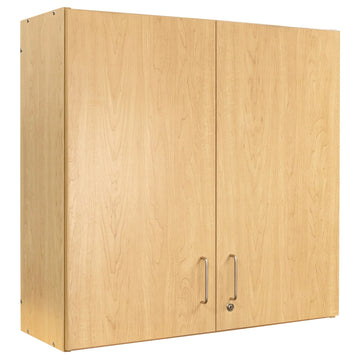 4-Compartment Wall Cabinet 37" Wide (Fully Assembled by Tot Mate – 3/4" Thick Industrial Grade Wood Composite Core With Laminate Surfacing, Maple/Maple, Model TMW301