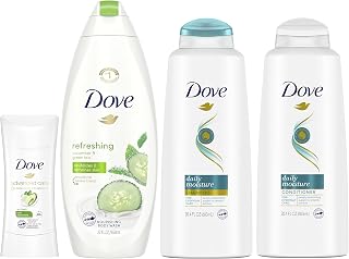 Dove Cool Moisture Regimen Pack - 2 Hair and 2 Skin Products for Soft Skin and Clean Hair