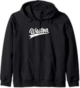 Classic 70s Retro Name Weston Zip Hoodie