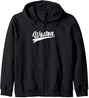 Classic 70s Retro Name Weston Zip Hoodie