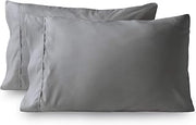800 Thread Count Long-Staple Pure Natural Cotton Pillowcases, Silver King Size (20X40 Inches) Pillowcase Set of 2, Soft & Silky Sateen Weave Bed Pillow Covers