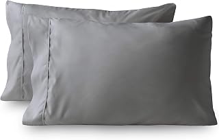 800 Thread Count Long-Staple Pure Natural Cotton Pillowcases, Silver King Size (20X40 Inches) Pillowcase Set of 2, Soft & Silky Sateen Weave Bed Pillow Covers