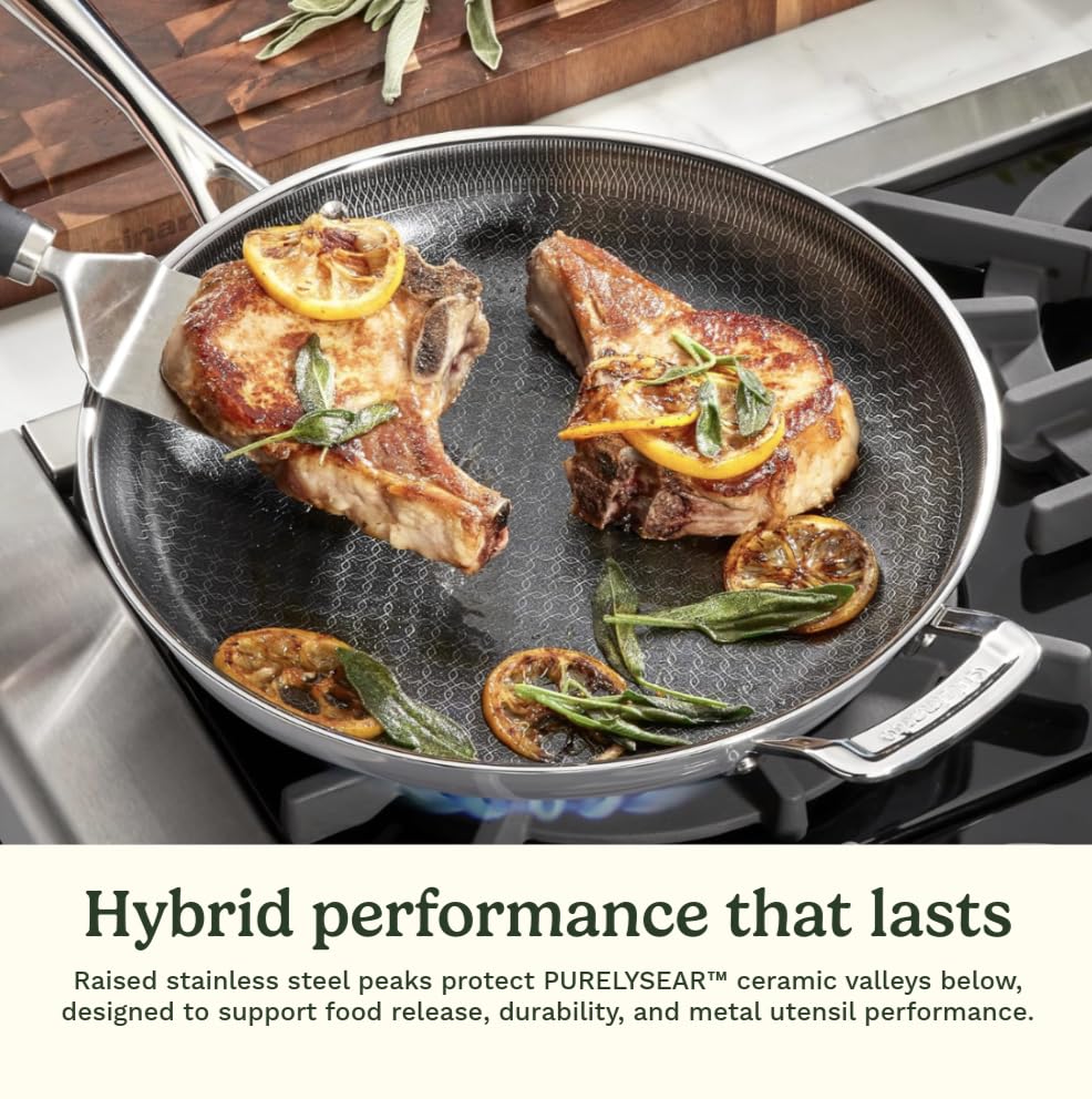 Skillet Set PurelySear Hybrid Tri-Ply Stainless Steel 6 Pc by Cuisinart – Assorted, Stainless Steel, Model FTPS22-6