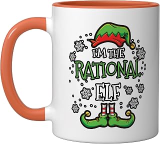 Im The Rational Elf Christmas Ceramic Mug, Orange/White, 11oz