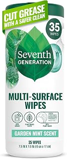 Seventh Generation Multi-Surface Cleaning Wipes, Garden Mint Scent, Cuts Grease & Grime, 35 Wipes