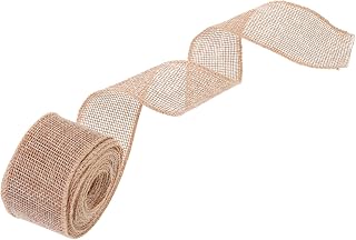 4cm Natural Linen-Like Wired Edge Ribbon Roll, 5 Yards DIY Craft Supply for Christmas Wrapping, Holiday Decoration, Bow Making and Floral Arrangements