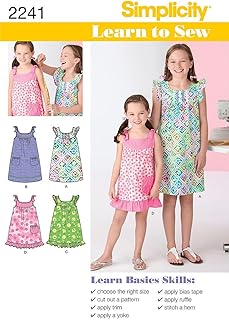 Simplicity U02241K5 Learn-to-Sew Girls' Dress Sewing Pattern, Sizes 7-8