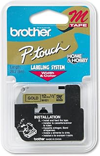Brother P-Touch M Series Tape Cartridge, 1/2w, Black on Gold - BRTM831