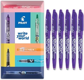 PILOT Frixion Heat/Friction Erasable Rollerball Pen FR7 - Medium Line 0.7mm Tip Nib - In Envelope Gift Packaging - Pack of 6 - Violet