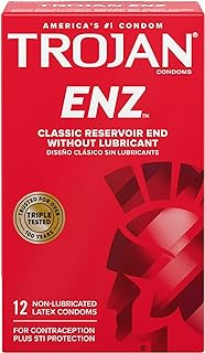 TROJAN ENZ Natural Latex Non-Lubricated Condoms - 12 Count