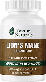 Lion’s Mane Mushroom Extract (120 Capsules) - Verified Active 40% Beta Glucans for Cognition - Memory, Focus, Brain & Immune Health Supplement - Vegan, Non-GMO, 60 Servings