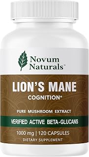 Lion’s Mane Mushroom Extract (120 Capsules) - Verified Active 40% Beta Glucans for Cognition - Memory, Focus, Brain & Immune Health Supplement - Vegan, Non-GMO, 60 Servings