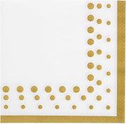 Creative Converting Disposable Sparkle and Shine Gold Paper Lunch Napkins, Party Supplies, 6.5" x 6.5", White & Gold, 16ct
