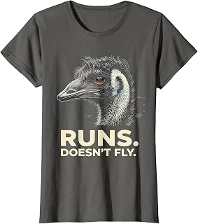 Women's Runs. Doesn't Fly. Funny Emu Lover Bird Meme Humor T-Shirt