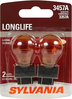 SYLVANIA 3457A Long Life Miniature Amber Bulb, Park & Turn Light, 2 Bulbs