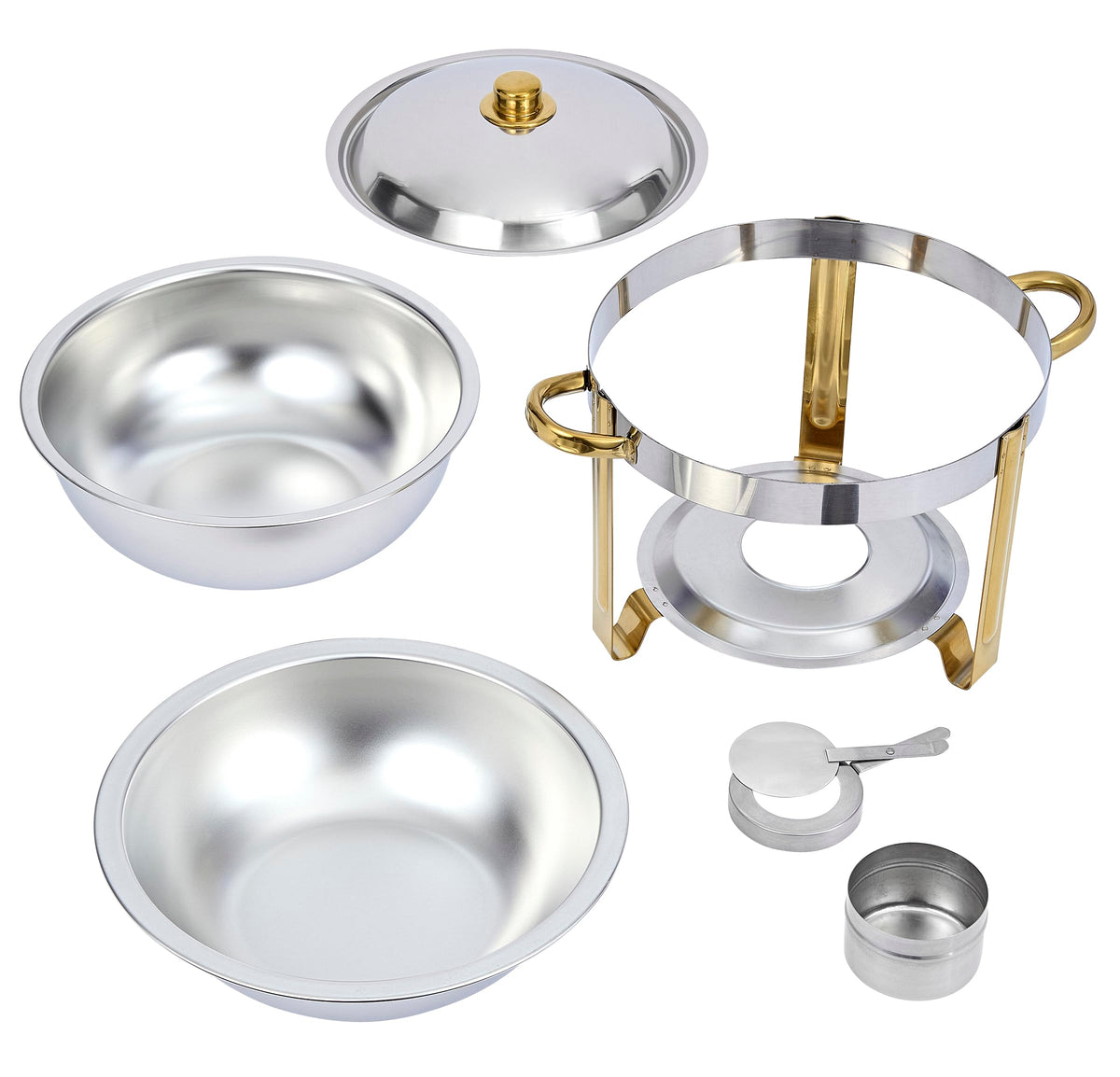 Chafer Round 4 1/4 Quart Stainless Steel- 16 1/2 L x 13 3/8 W x 11 13/16 H by HUBERT – Stainless Steel, Silver, Model 831LGH-01