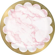 Creative Converting Marble Dessert Plates, 7", Pink, White and Gold