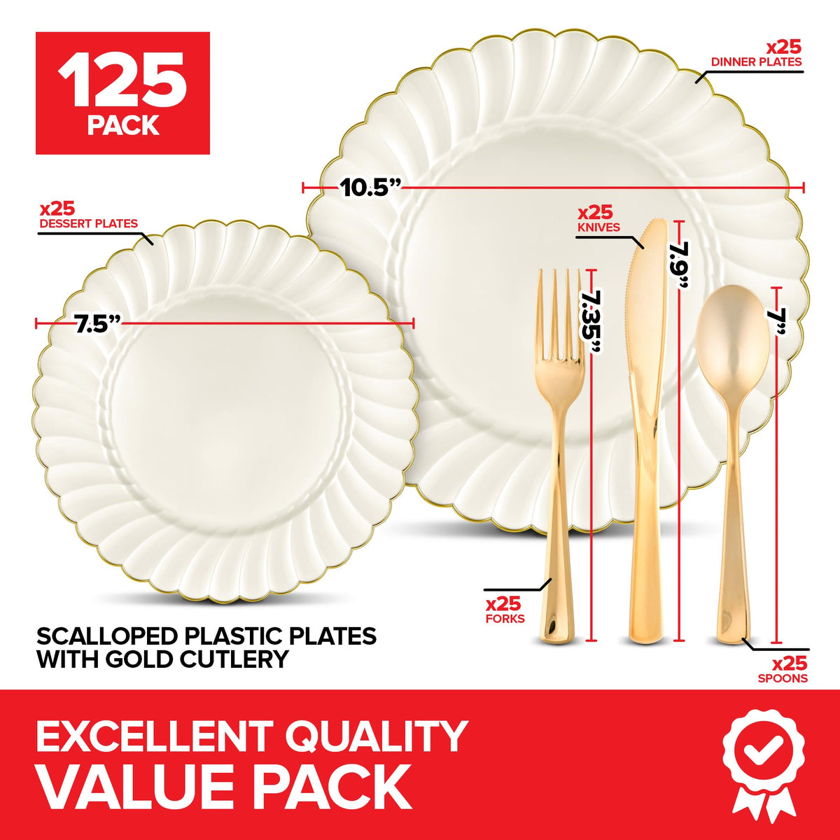 Stock Your Home 5 / 5 Pack / Ivory Plates