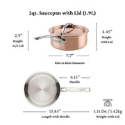 CopperBond® Aura™ 2-Quart Professional Copper Saucepan with Lid by Hestan – 2 Quarts, Copper, Model 31835