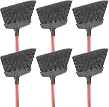 Libman Commercial 994 Commercial Angle Broom, Steel Handle, 54" Length, 13" Width, Black/Red (Pack of 6)