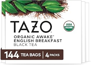 TAZO Organic Awake English Breakfast Black Tea Bags, 144 Total | Organic Awake English Breakfast Black Tea Bags, (36ct - Pack of 4) blended with Darjeeling tea for a smooth, strong flavor
