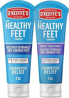O'Keeffe's Healthy Feet Foot Cream and Night Treatment Duo, 3.0 oz Tubes | Relieves Extremely Dry, Cracked Feet, Creates Protective Moisture Barrier, Hypoallergenic, Perfect for Overnight Use