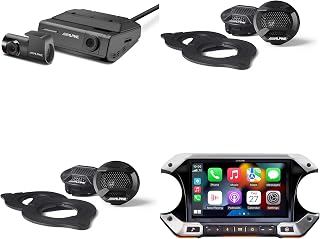 Alpine i509-WRA-JL 2-Pair SPV-10TW-WRA Dash Camera Bundle | JL Wrangler i509-WRA-JL bundle with 2 pairs of SPV-10TW-WRA speakers and dash camera.
