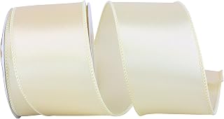 Reliant Ribbon 92575W-810-40F, Satin Value Wired Edge Ribbon, Size : 2-1/2 Inch X 10 Yards, Ivory