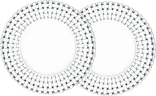 Nachtmann Bossa Nova Collection Set of 2 Dinner plates | Crystal Glass Salad, Pasta, and Appetizer Plates 10.5 Inch Clear Dinnerware | Dishwasher Safe