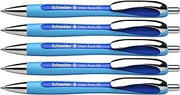 Schneider Slider Rave XB (Extra Broad) Ballpoint Pens, Refillable + Retractable, 1.4 mm, Light Blue Barrel, Blue Ink, Box of 5 Pens (132503)