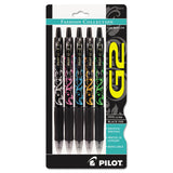 31373 G2 Fashion Premium Retractable Gel Ink Pen by PILOT – 1 Count (Pack of 5), Rubber, Black, Model PIL31373