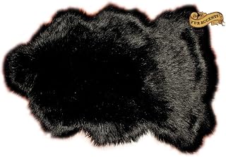 Fur Accents Classic Lambskin Skin Accent Rug Plush Faux Fur Sheepskin (5'x7', Black)