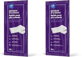 Medline Skinfold Dry Sheet,Skin Moisture Management,Soft,Non-Chafing,Pre-Cut & Ready to Use,6" x 14",(Pack of 20)