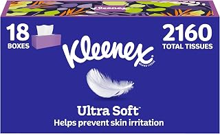 Kleenex Ultra Soft Facial Tissues, 18 Flat Boxes, 120 Tissues per Box