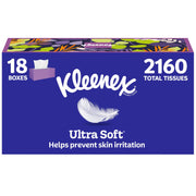 Kleenex White / 120 Count (Pack of 18) / 1 Box Tissues