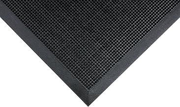 Notrax T28 Scrape® Moisture Trap Entry Scraper Mat, Outdoor Natural Rubber Doormat for Home or Business, Medium-Duty, Beveled Edges, 16" x 24", Black, T28S1624BL