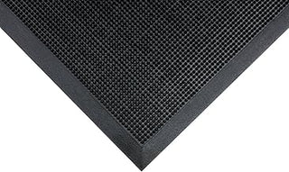 Notrax T28 Scrape® Moisture Trap Entry Scraper Mat, Outdoor Natural Rubber Doormat for Home or Business, Medium-Duty, Beveled Edges, 16" x 24", Black, T28S1624BL