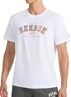Reebok Men's Short Sleeve Graphic Crewneck T-Shirt, Standard Fit, Lightweight Cotton-Poly Fabric