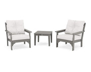 ® Vineyard Deep Seating Set by Polywood – Onesize, High Density Polyethylene, Slate Grey / Textured Linen, Pack of 3, Model PWS402-2-GY152939