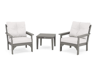 ® Vineyard Deep Seating Set by Polywood – Onesize, High Density Polyethylene, Slate Grey / Textured Linen, Pack of 3, Model PWS402-2-GY152939