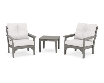 ® Vineyard Deep Seating Set by Polywood – Onesize, High Density Polyethylene, Slate Grey / Textured Linen, Pack of 3, Model PWS402-2-GY152939