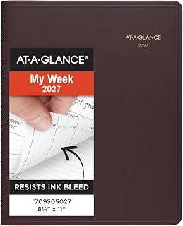 AT-A-GLANCE 2027 Appointment Book Planner, Weekly, 13-Month Jan-Jan, 8.25" x 11", Winestone (709505027)