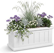 Mayne Seabrook 24in Self-Watering Rectangular Planter, White | Self-watering, All season, Fade resistant, Double-wall design, 15-year warranty