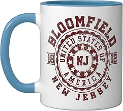 Bloomfield NJ | New Jersey | Vintage City Apparels Ceramic Mug, Blue/White, 11oz